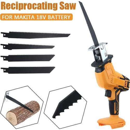 Portable Metal Cutting Woodworking Cutters Jig Saw 18V Cordless Reciprocating Saw With 4 Saw Blades Household Multi Power Tool