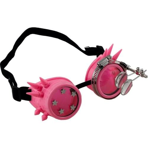 Girl Lady Pink Spike Steampunk Victorian Style Goggles with Compass