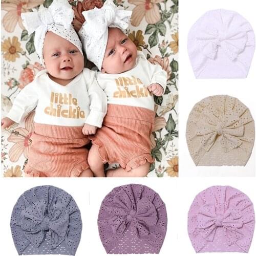 Cute Big Bowknot Baby Hat Turban Summer Mesh Solid Color Baby Girls Hat Newborn Infant Toddler Cap Headwrap Beanies