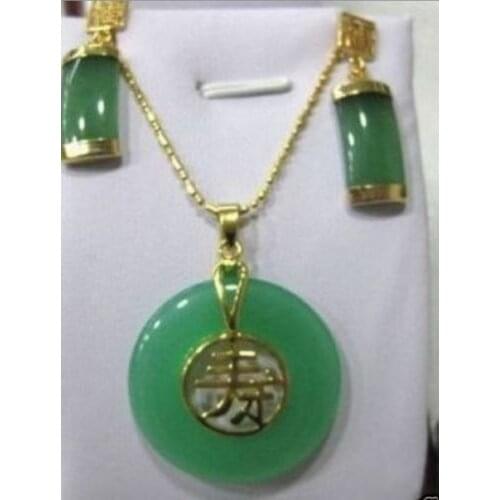 Prett Lovely Womens Wedding Stylish Jewelry Set green gem necklace earring chain Ms. jewelry boucle new-jewelrynoble ladys