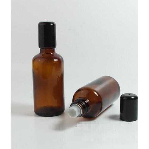 Brand new 500pcs/lot 50 ml empty amber glass roll on bottle cosmetic container wholesale