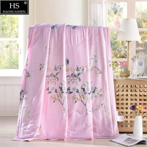 Tencel 500 Thread Count Fabric Thin Quilt Summer Comforter Adult Double Bed Cover Queen King Size soft Blanket Summer quilt Flor