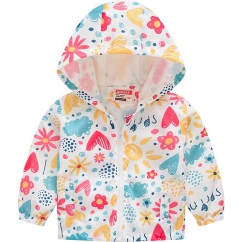 Fashion Girls Windbreaker for Boys Clothes Print boy Hoodies Jackets Pattern Hooded Coat for Girl Childrens' Clothing