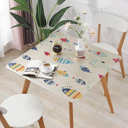 Waterproof PVC tablecloth cartoon fish Table Mat Soft glass Tablecloth 1.0 mm customize oilproof party table Refurbishment cover