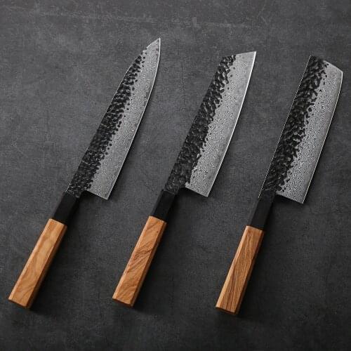 TURWHO Japanese handcrafted Chefs Knife wood Handle 73 Layers Hand-forged Damascus Steel Knife Professional Kitchen Knives