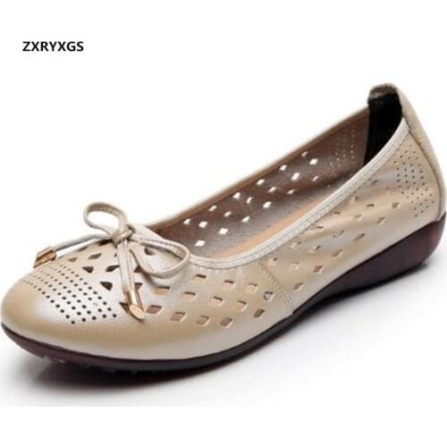 2020 New Top Soft Cowhide Hloe Shoes Woman Sandals Elegant Bow Leather Sandals Fashion Shoes Flat Soft Comfort Casual Sandals