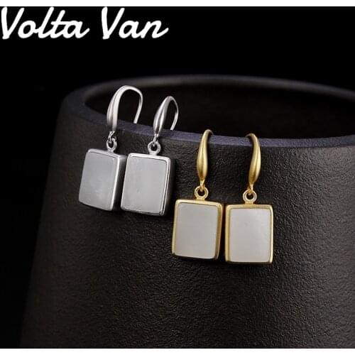 Volta Van 2021 New 925 Sterling Silver Drop Earrings Natural Jade Pendientes Plata Elegant Fine Jewelry Concise Women Earrings