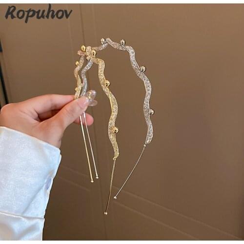 ROPUHOV 2021 New Korean Trendy Elegant Temperament Crystal Ball Hair Hoop Summer Girl Pressure Hair Hoop Hair Ornament