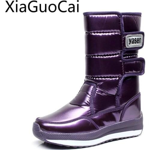 Winter New Womens Mid-calf Boots Height Increase Female Snow Boots In The Tube Waterproof Warmth Thick Mid-Calf Cotton Shoes