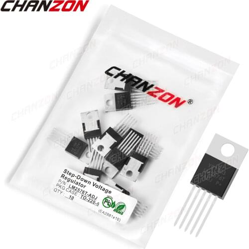 10Pcs LM2576T-ADJ TO-220 LM2576T LM2576 ADJ LM 2576T Step-Down Voltage Regulator Transistor Bipolar Junction BJT Tube Fets