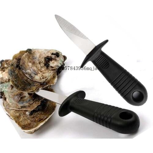100pcs Stainless Steel Seafood Tool Scallops Oysters Knife Openers Plastic Handle Open Shell Tool Oysters