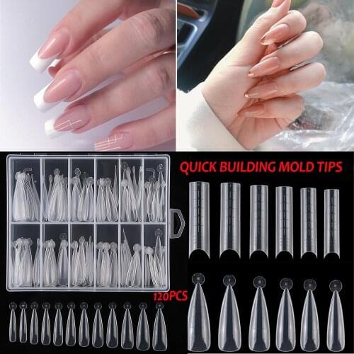 120Pcs Clear Dual Forms Nail System Full Cover Quick Building Gel Mold Tips Nail Extension DIY Nails Accessoires Manicure Tools
