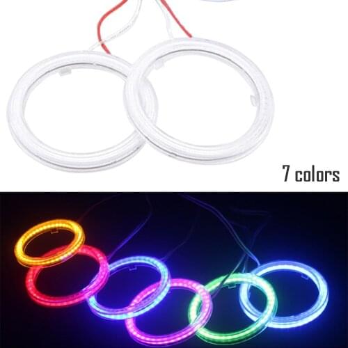 2pcs 70MM 60SMD Car DRL Fog Light Headlights COB Angel Eyes Halo Ring LED Light w/ Cover Universal 12V