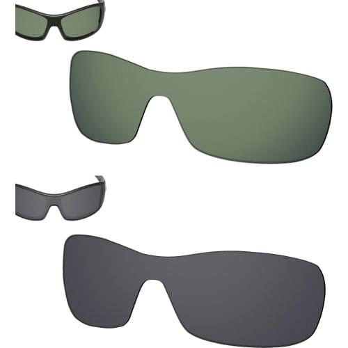 SmartVLT 2 Pieces Polarized Sunglasses Replacement Lenses for Oakley Antix -Grey Green and Solid Black