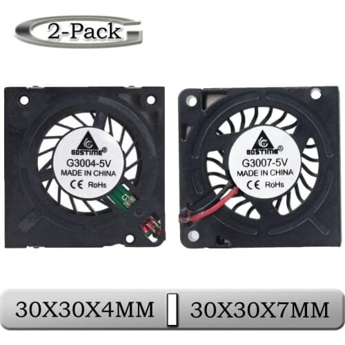 2 Piece Gdstime DC Blower 3cm 30mm 30X30X7mm 30X30X4mm 5V Small Mini Cooling Fan 30X04 30X07 2pin 0.2A Blower Cooling Cooler Fan