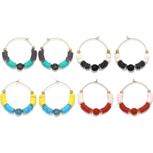 2020 New Fashion Ceramics Heishi Natural Stone Beads Earrings Women Girl Summer Beach Colorful Simple Chic Surf Jewelry Present