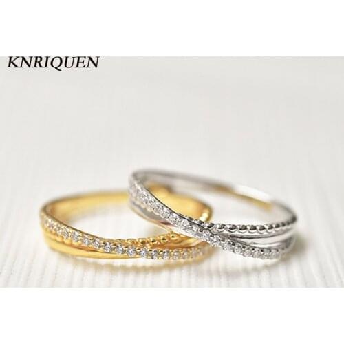 2021 Trend 925 Sterling SIlver South Korean Cross Knot Finger Ring for Women High Carbon Diamond Wedding Bands Fine Jewelry Gift