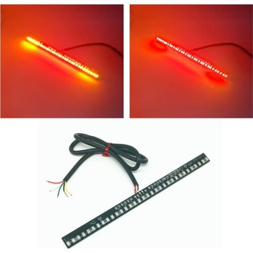 33 SMD 0.09WLED Integrated Motorcycle Light Strip License Plate Lamp Tail Brake Light Turn Signal Indicator Lamp Red/Yellow
