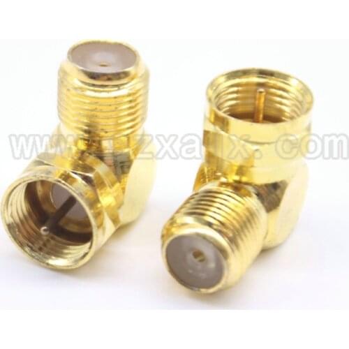 5PCs 90 Degree F Male To F Female Connector Gold plated Adapter Coax Connector Coupler CCTV Camera Free shipping