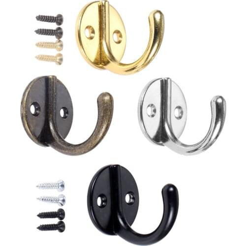 50Pcs 31*38mm Zinc Alloy Small Wall Hooks Kitchen Bathroom Door Coat Hook Hanger Towel Clothes Bag Hanger Storage Holder &Screws