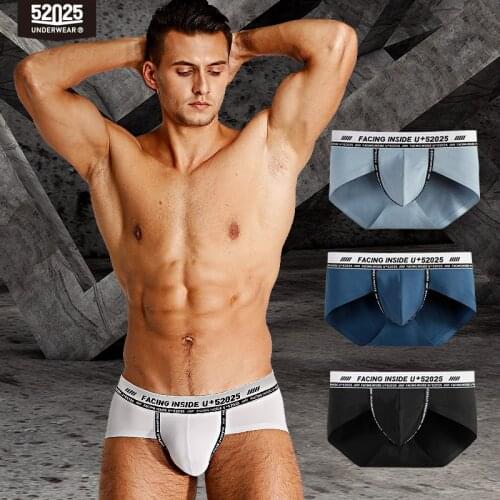52025 Men Briefs 3-Pack Cotton Modal Sporty Seamless Breathable Underpants Sexy Underwear Male Panties Trendy Briefs Slips