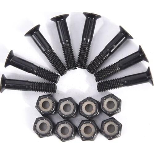 8 Pair Skateboard 25mm Black Hard Ware Bolts Parts Double Rocker Parts Screws