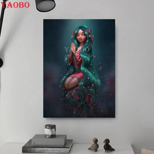 DIY 5D Diamond Painting Cartoon Girl Rose Embroidery large corridor Decoration Full Square/Round Rhinestone Mosaic Diamond Art