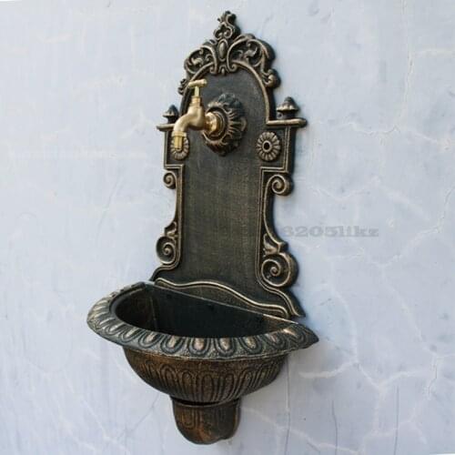 Antique Cast Iron Wall Mounted Wash Basin Home Garden Decor Heavy Metal Sink Patio Basin Wall Hanging Handicraft Decoration