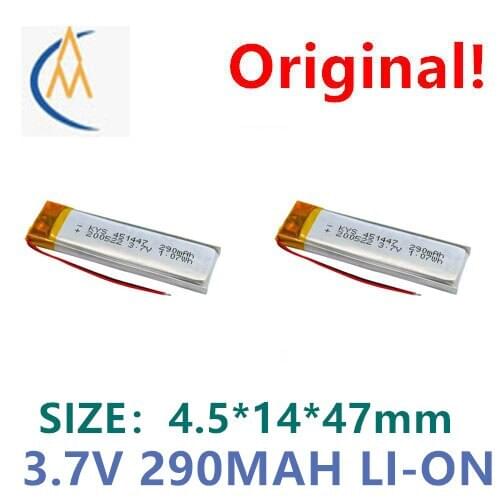 2PCS Kys 451447 3.7V 290mah 1.07wh 1C Bluetooth headset polymer lithium battery toy MP3 glasses navigator audio test led