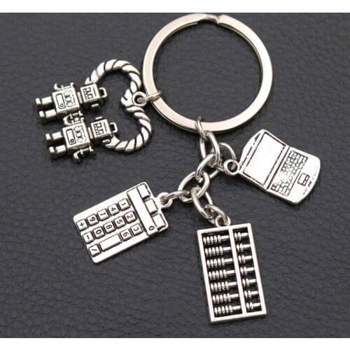 History Of Human Civilization Keychain Abacus Charm Calculator Charm Computer Charm Artificial Intelligence Robot Charm 1pcs
