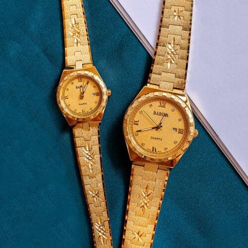 No fade 18K gold brass iced out men watch for women copper diamond 2021 new steel couple lover watch retro carved quartz