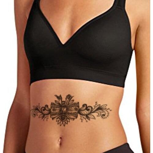 Black Big Bow Tattoos Fake Women Men Jewelry Totem Tatoos Waterproof Large Size Body Art Arm Legs Tattoos Temporary Stickers