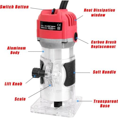 MOYOTEC 800W 33000rpm Trimming Machine Machine Electric Tools Carving Machine Wood Router Woodworking Tools