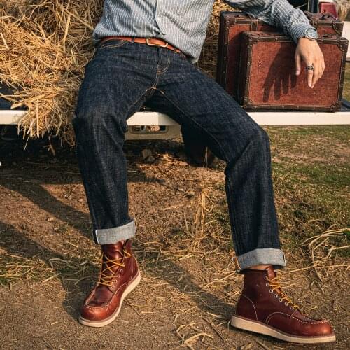 High Waist Raw Indigo Selvage Washed 14oz Raw Denim Jeans Sanforised Pants 710-0001B, Asian Size Read Description Before Order