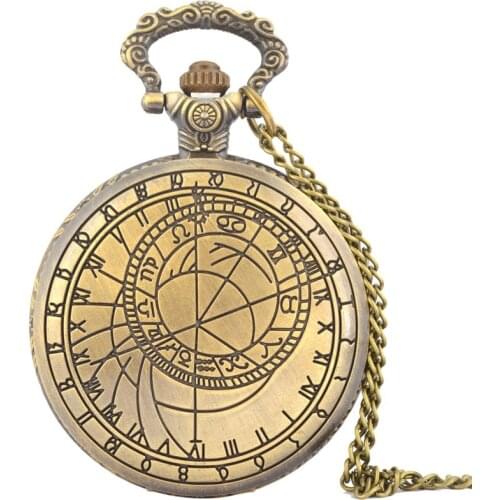 Compass Mapping Fob Watches Fashion Quartz Pocket Watch Vintage Necklace Pendant Clock Gift Bronze Pocket Watch Chain Necklace