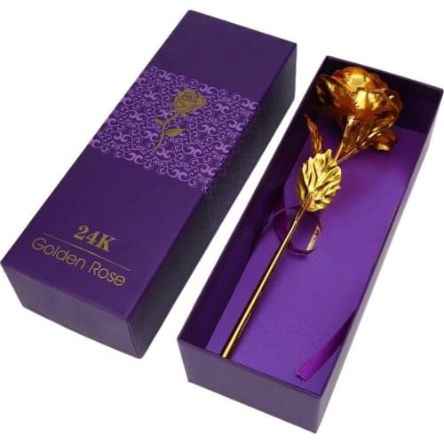 Creative 24k Gold Foil Plated Rose Creative Gifts Lasts Forever Rose for Lovers Wedding Christmas Day Gifts