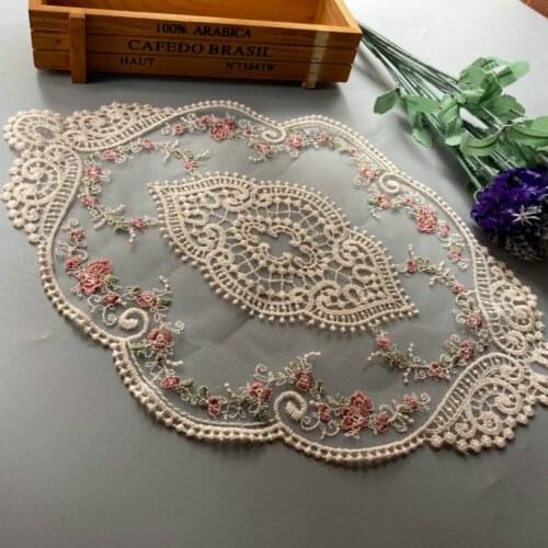 32*45 cm Lace Flower Applique Ribbon Trim for Sofa Curtain Towel Bed Cover Trimmings Home Textiles Applique DIY Polyester Mesh
