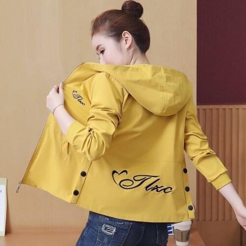 2021 Spring Autumn Womens Jackets Long Sleeve Hooded Bomber Jacket Casual Zipper Short Coat Female Windbreaker Outwear Tops
