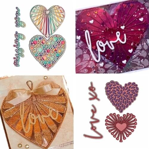 Love Heart Metal Cutting Dies New 2021 Missing You Love Xo Decorative Crafts Embossing Die Cuts for Album Paper Cards