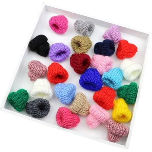 30Pcs Color Cute Knitting Mini Hats DIY Craft Supplie Headwear Garment Toy Doll Decor Children Hand Scrapbooking Arts Small Caps
