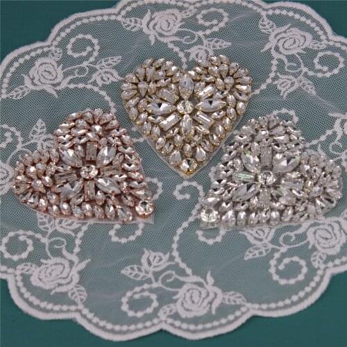 Fashion Heart Shape Rhinestone Patches Appliques Clothing Repair Decoration Patches for DIY Accessory