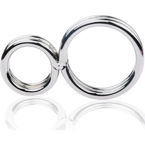 Stainless steel male cock ring metal penis lock ball chastity stretcher sex toy for man