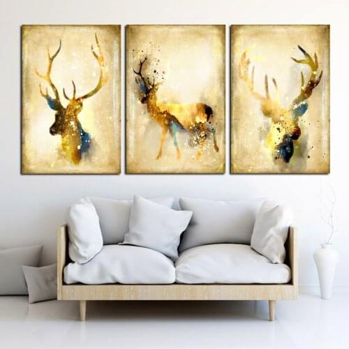 Nordic Vintage Deers Scroll Painting HD Wall Art Canvas Painting HD Printed Pictures Posters and Prints Home Decorative Pictures