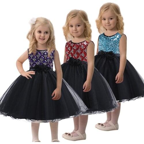 2020 new fashion childrens clothing children Puff princess flower sequin dress