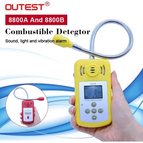 OUTEST LCD gas analyzer Combustible gas detector Portable gas Leak Detector, long probe air quality monitor Sound Light Alarm