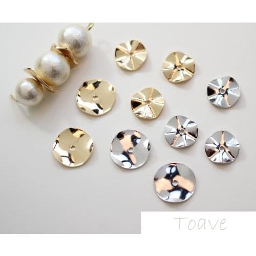 Color-preserving copper plated18K true gold round wave septa middle hole bead pendant diy earrings bracelet material accessories