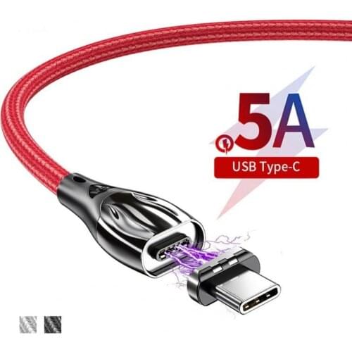 Portable Wear-resistant Magnetic Type-C 5A Fast Charging Cable Cord 5A Magnetic Data Cable For Xiaomi Huawei Mobile Phone