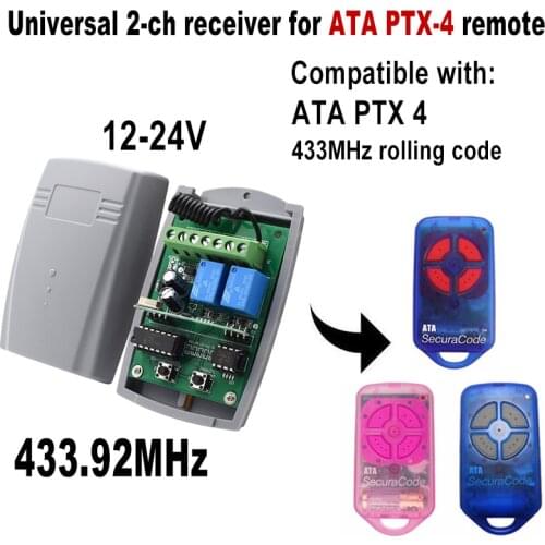 ATA PTX4 Receiver 433MHz Garage Door Controller Handheld Transmitter Universal Signal Receiver