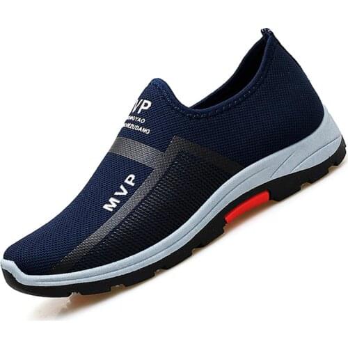 Plus Size Light Weight Slip-on Man Sport Shoes Teenage Sneakers Mens Running Tennis Blue Sports for Man Flat Sneackers GME-1969