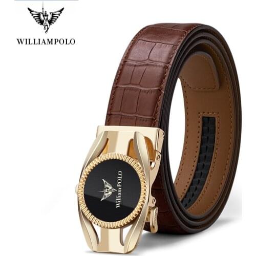 WILLIAMPOLO 2021 Genuine leather Belt Men Luxury Brand Designer Top Quality Belts for Men Crocodile pattern Automatic Buckle